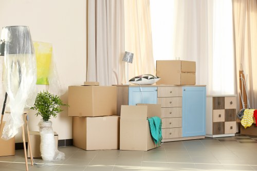 Packing boxes into a mobile self storage unit in Woodside