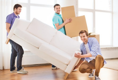 Packed household items ready for house removals in Woodside