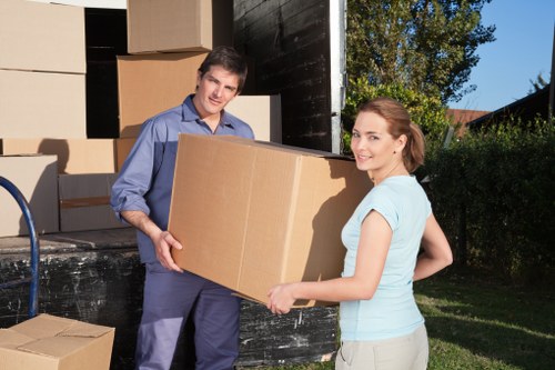 Office packing services in Woodside with carefully labeled moving boxes